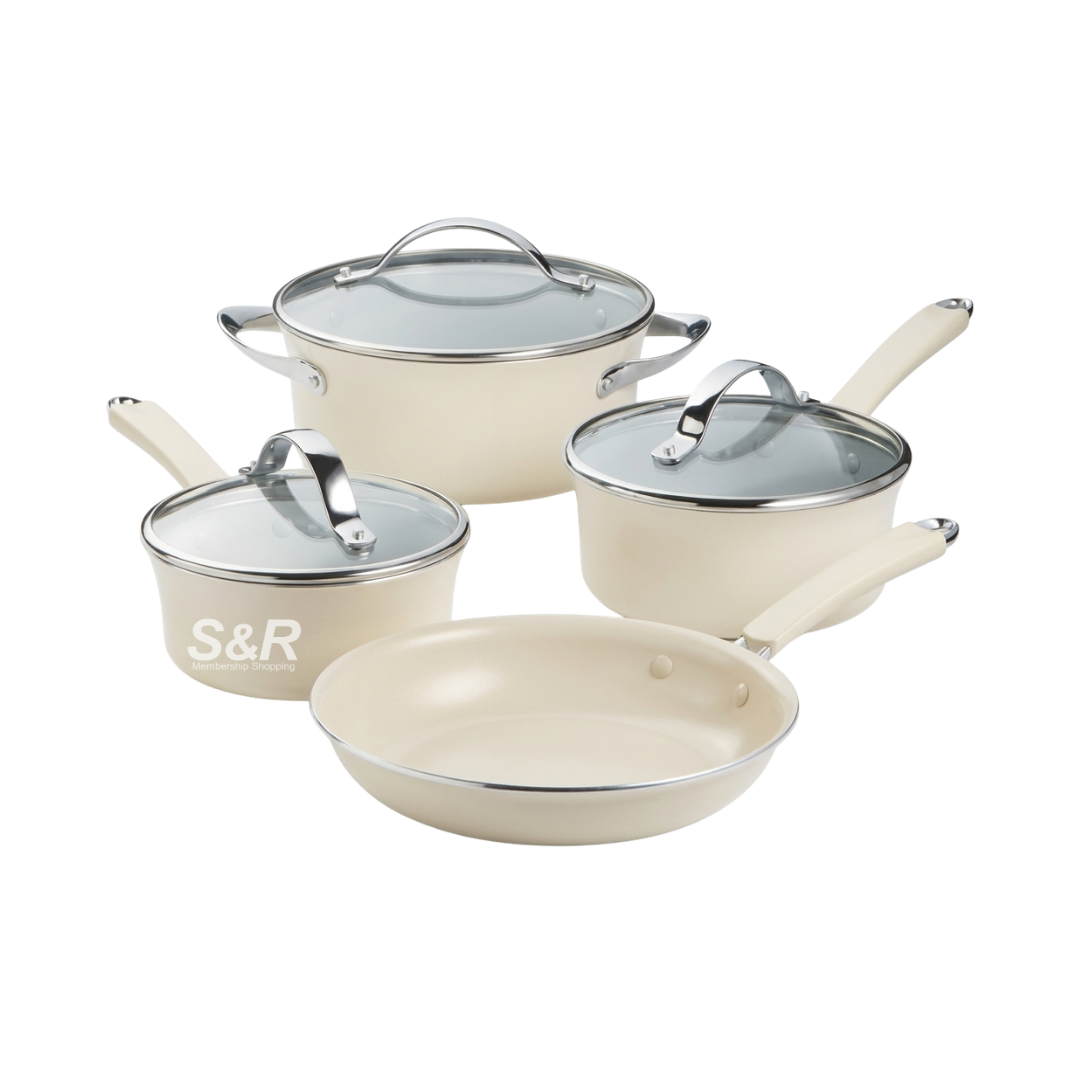 Tramontina Fiora Non-Stick 7 Piece Cookware Set Oat Milk